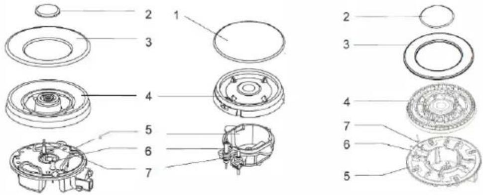 Exploded view diagram of a mechanical assembly with numbered parts for identification