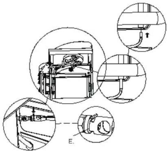 Technical diagram showing mechanical assembly with labeled components and cross-sectional views