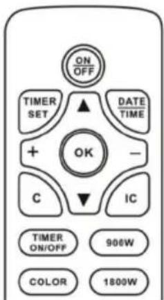 ON OFF TIMER SET ▲ DATE TIME + OK - C IC TIMER ON/OFF 900W COLOR 1800W