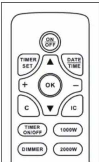 ON OFF TIMER SET ▲ DATE TIME + OK - C IC TIMER ON/OFF 1000W DIMMER 2000W