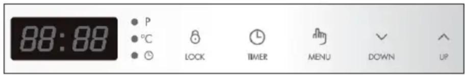 88:88 ● P ● ℃ ● ⏱ LOCK TIMER MENU DOWN ↑ UP