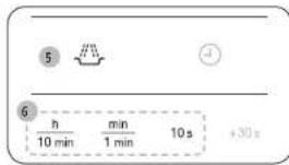 5 6 h / 10 min min / 1 min 10 s +30 s