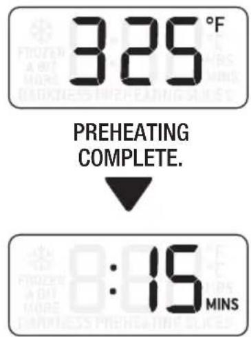 325°F PREHEATING COMPLETE. 8:15 MINS