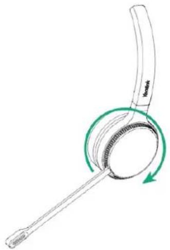 Diagram of a handheld device with a curved handle and green circular motion arrow indicating rotation (no text or symbols)