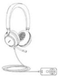 Line drawing of a pair of headphones with a cord and ear connector (no text or symbols)