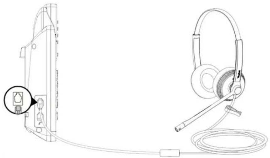 Line drawing of a device with attached ear and cable, showing connector detail (no text or symbols)