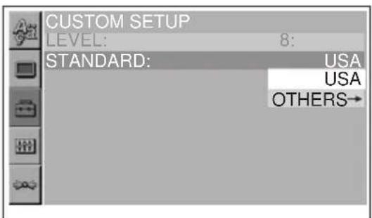 CUSTOM SETUP LEVEL: 8: STANDARD: USA USA OTHERS→