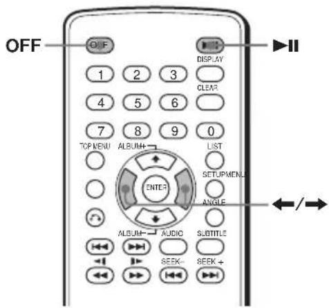 OFF OFF 1 2 3 4 5 6 7 8 9 0 TOP MENU ALBUM+ ENTER LIST SETUPMEN- ANGLE ALBUM- AUDIO SLETITLE SEEK- SEEK + /→