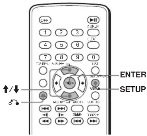 OFF 1 2 3 4 5 6 7 8 9 0 TOP MENU ALBUM+ LIST ENTER SETUPMEN ANGLE ENTER SETUP ALBUM+ AUDIO SUBTITLE SEEK- ↑/↓