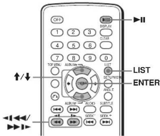 OFF 1 2 3 4 5 6 7 8 9 0 TCF VENU ALBUM+ LIST SETUPMENU ANGLE ENTER ALBUM- AUDIO SUBTITLE SEEK- SEEK + ↑/↓ LIST ENTER
