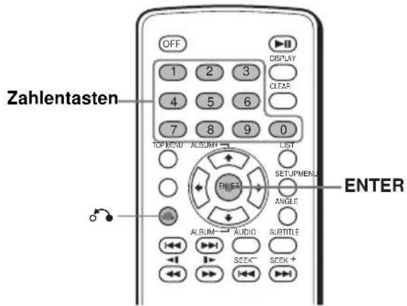 Zahlentasten OFF 1 2 3 4 5 6 7 8 9 0 TOP MENU ALBUM LIST ENTER SETUPMEN. ANGLE ALBUM AUDIO SUBTITLE SEEK SEEK + ENTER