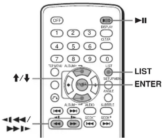 OFF 1 2 3 4 5 6 7 8 9 0 TOP MENU ALBUM+ LIST ENTER SETUPMENU ANGLE ALBUM- AUDIO SUBTITLE SEEK- SEEK+ ↑/↓ LIST ENTER