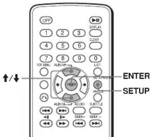 OFF 1 2 3 4 5 6 7 8 9 0 TCP MENU ALBUM+ LIST SETUP/Menu ENTER ANGLE ALBUM- AUDIO SUBTITLE SEEK- SEEK + ↑/↓ ENTER SETUP