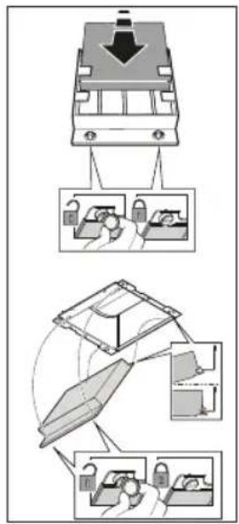 Diagram illustrating a mechanical assembly process with labeled steps and component illustrations
