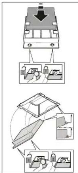 Diagram illustrating a mechanical assembly process with labeled steps and component illustrations