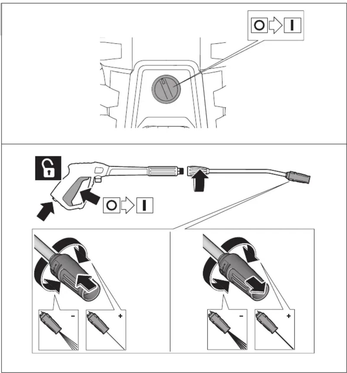 Diagramm, das die schrittweise Installation einer Kraftstoffpumpe veranschaulicht und zeigt, wie man durch Öltropfen verriegelt und bewegt.