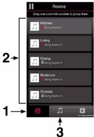 Rooms Drag one room into another to group them Kitchen Song Name 1 Living Song Name 2 Dining Song Name 3 Bedroom Song Name 4 Outside Song Name 5 1 2 3