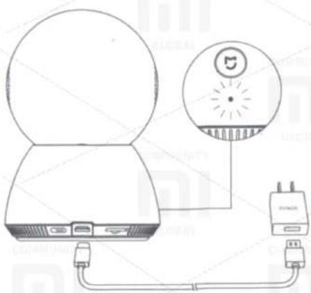 Diagram showing connections between a device with a circular indicator and connected to a power outlet labeled 'BANCA'.