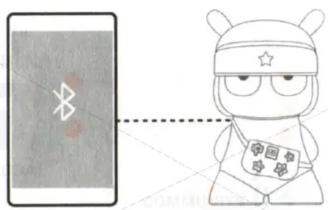 Illustration showing a smartphone with Bluetooth signal and a cartoon character wearing a star badge with Chinese characters.