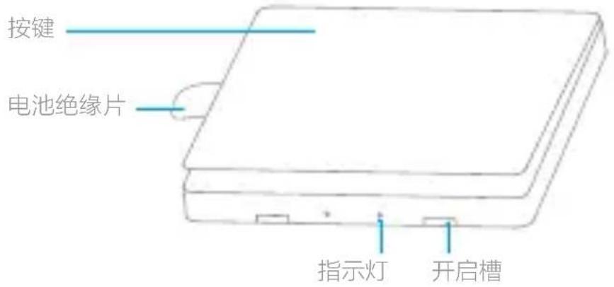 按键 电池绝缘片 指示灯 开启槽