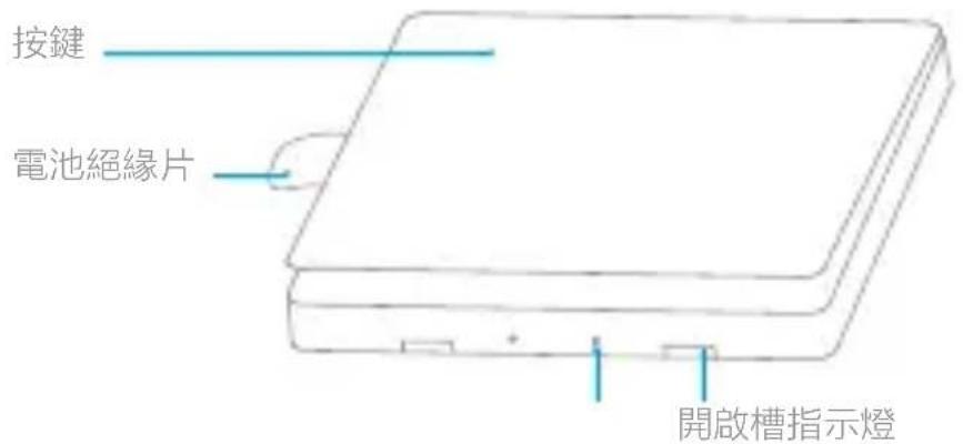 按鍵 電池絕緣片 開啟槽指示燈