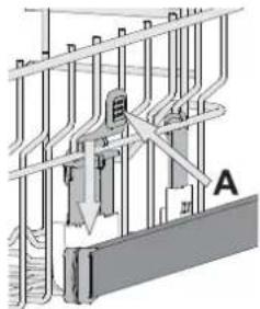 Technical diagram showing structural components with labeled parts A and B, likely from an engineering or mechanical drawing.