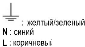: желтый/зеленый N : синий L : коричневы