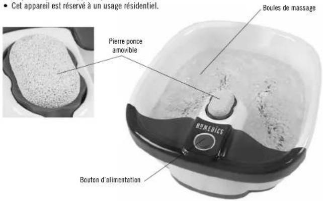 Cet appareil est réservé à un usage résidentiel. Boules de massage Pierre ponce amorable BOUTON d'alimentation HEMEDICS