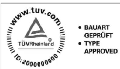 www.tuv.com TÜVRheinland® ID:2000000000 • BAUART GEPRÜFT • TYPE APPROVED