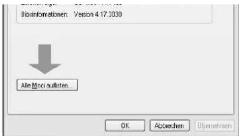 Bioinformationen: Version 4.17.0030 ↓ Alle Modi aullisten OK Abbrechen Übernehmen