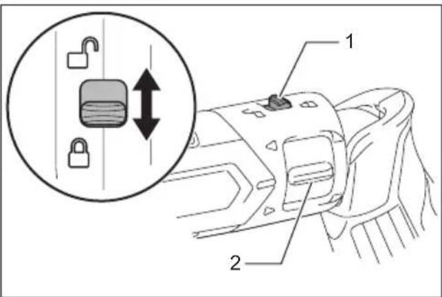 Diagram showing a lock mechanism with labeled parts and an inset magnified view of the lock mechanism.