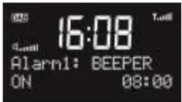 0:00 16:08 Alarm1: BEEPER ON 08:00