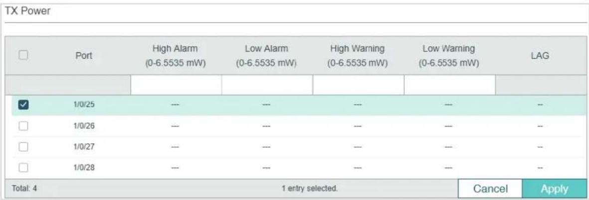 TP-LINK Omada TL-SG2008P - ■ Configuring the Tx Power Threshold - 1