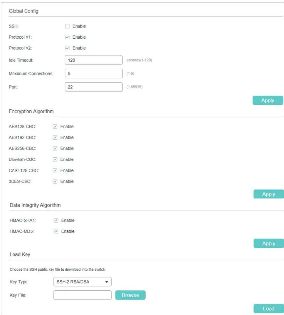 TP-LINK Omada TL-SG2008P - Configuring the SSH Feature - 1