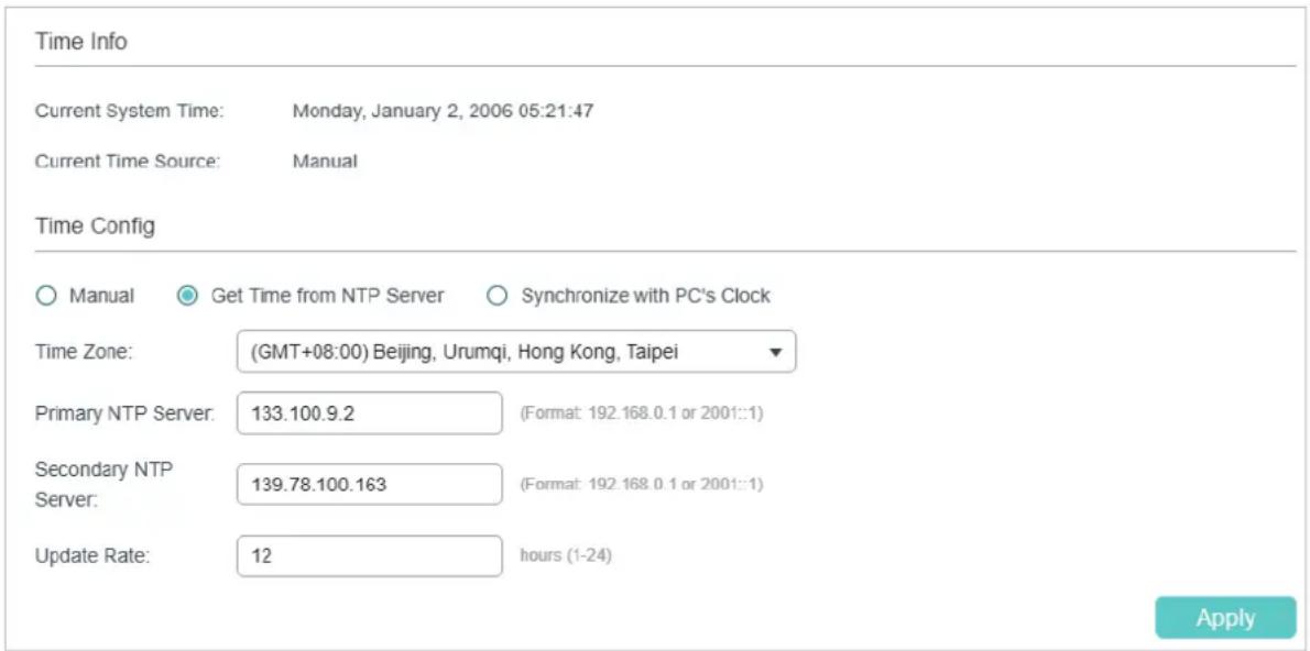 TP-LINK Omada TL-SG2008P - Configuring the System Time - 1