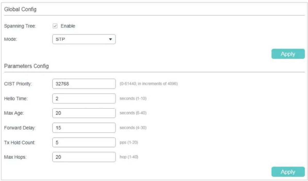 TP-LINK Omada TL-SG2008P - Configuring STP/RSTP Globally - 1