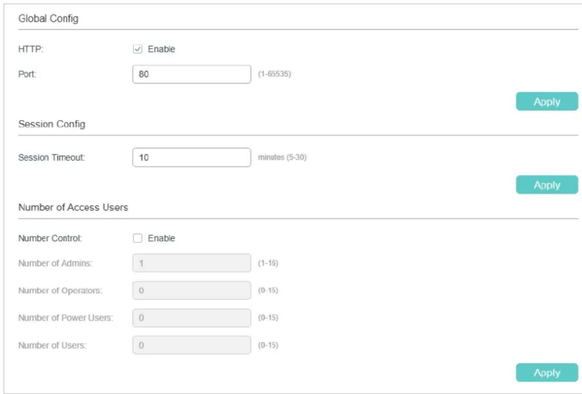 TP-LINK Omada TL-SG2008P - Configuring the HTTP Function - 1