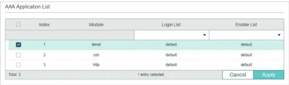 TP-LINK Omada TL-SG2008P - Configuring the AAA Application List - 1
