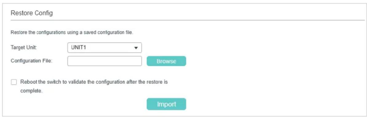 TP-LINK Omada TL-SG2008P - Restoring the Configuration of the Switch - 1