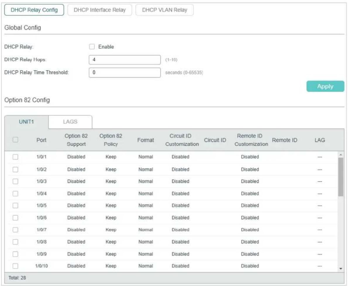TP-LINK Omada TL-SG2008P - Enabling DHCP Relay and Configuring Option 82 - 1