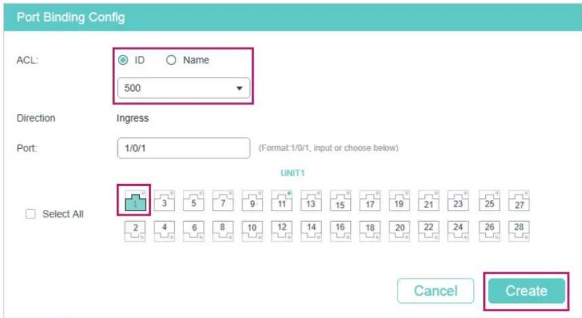 TP-LINK Omada TL-SG2008P - 4) Configure rule 1 to permit packets with the source IP address 10.10.70.0/24 and destination IP address 10.10.80.0/24. - 7