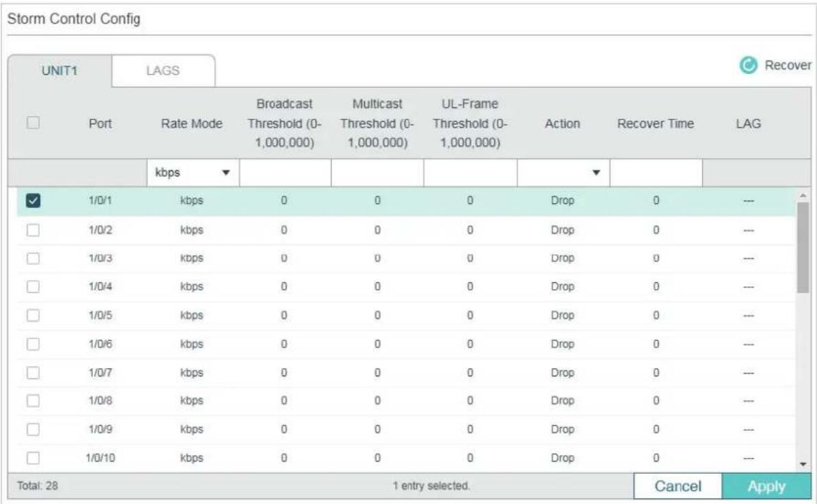 TP-LINK Omada TL-SG2008P - Configuring Storm Control - 1