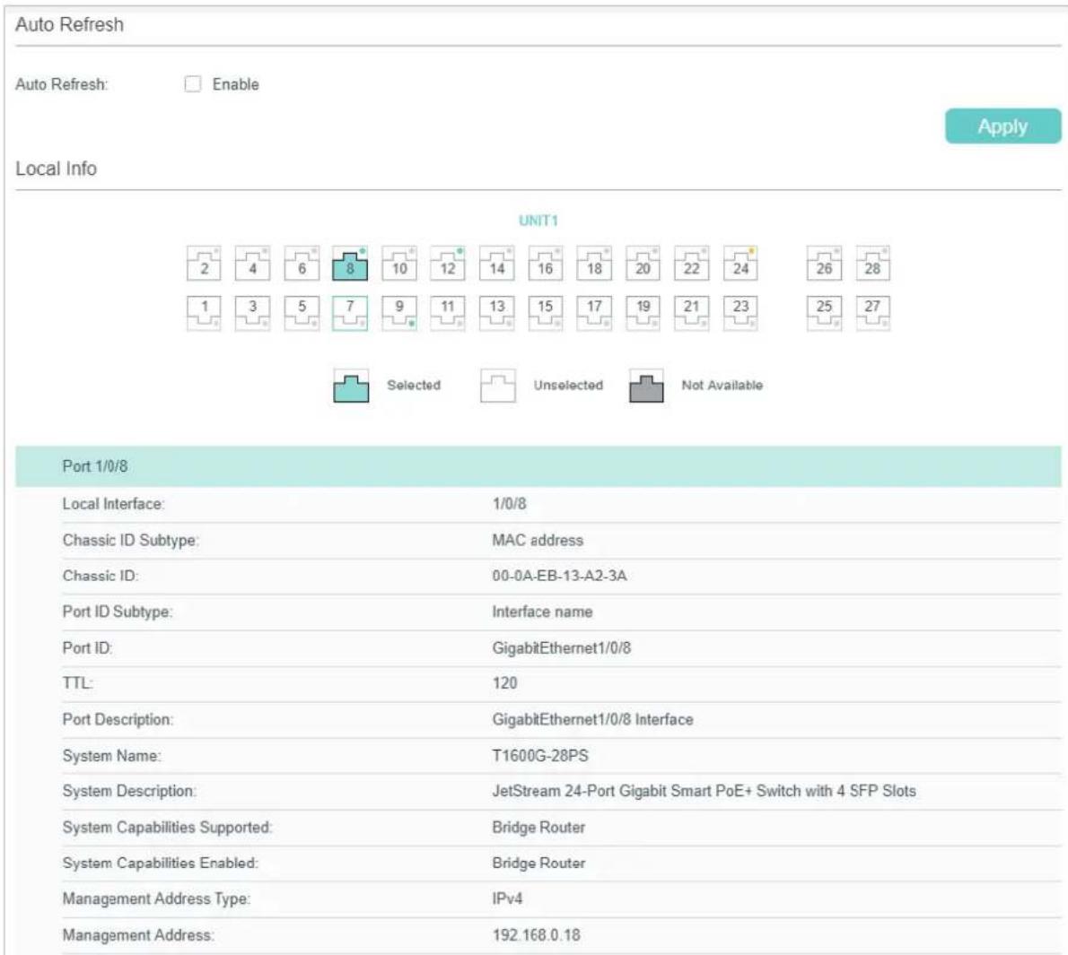 TP-LINK Omada TL-SG2008P - Viewing LLDP Device Info - 1
