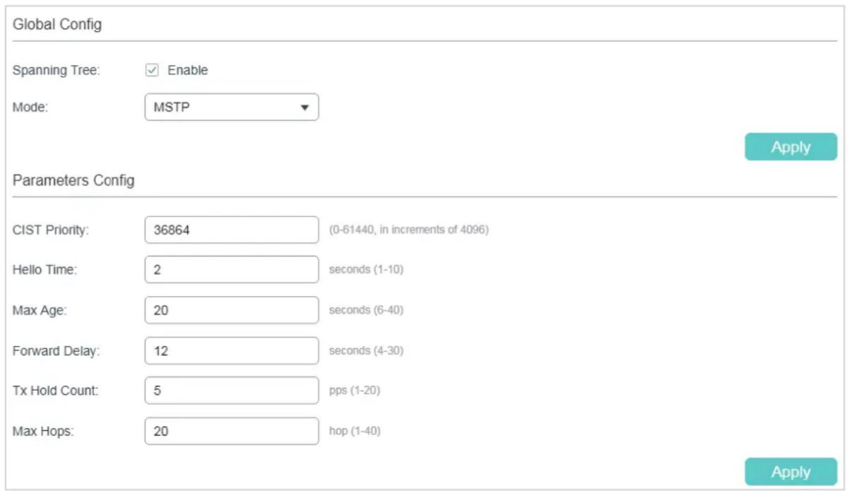 TP-LINK Omada TL-SG2008P - Configuring MSTP Globally - 1