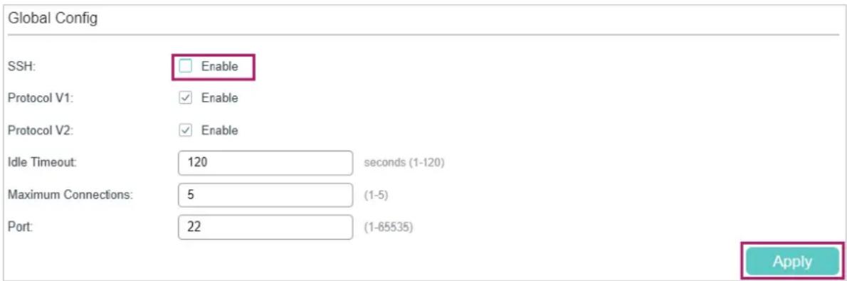 TP-LINK Omada TL-SG2008P - Disable SSH login - 1
