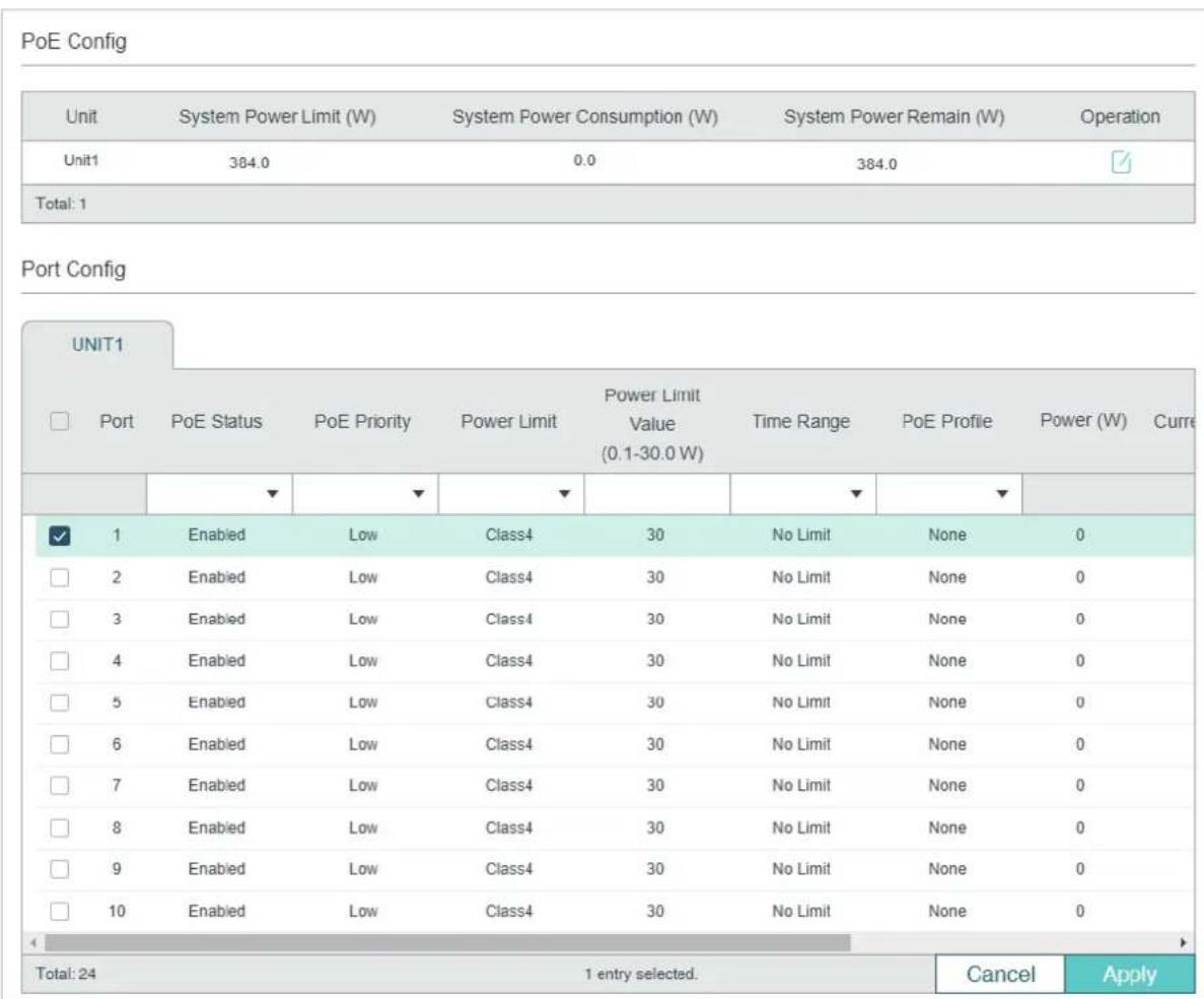 TP-LINK Omada TL-SG2008P - Configuring the PoE Parameters Manually - 1