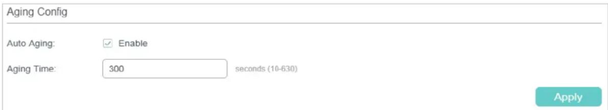 TP-LINK Omada TL-SG2008P - Modifying the Aging Time of Dynamic Address Entries - 1