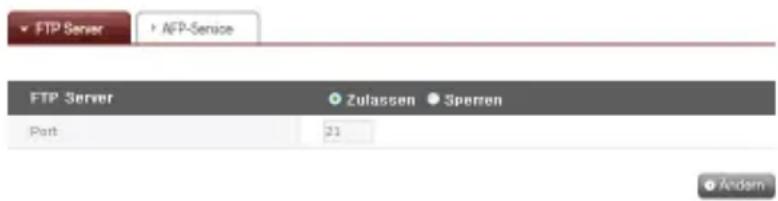 FTP Server FTP Server Zulassen Sperren Port 21 Andem