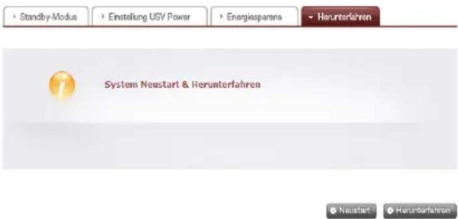 Standby-Modus Einstellung USV Power Energieasparans Herunterfahren System Neustart & Herunterfahren Neustart Herunterfahren