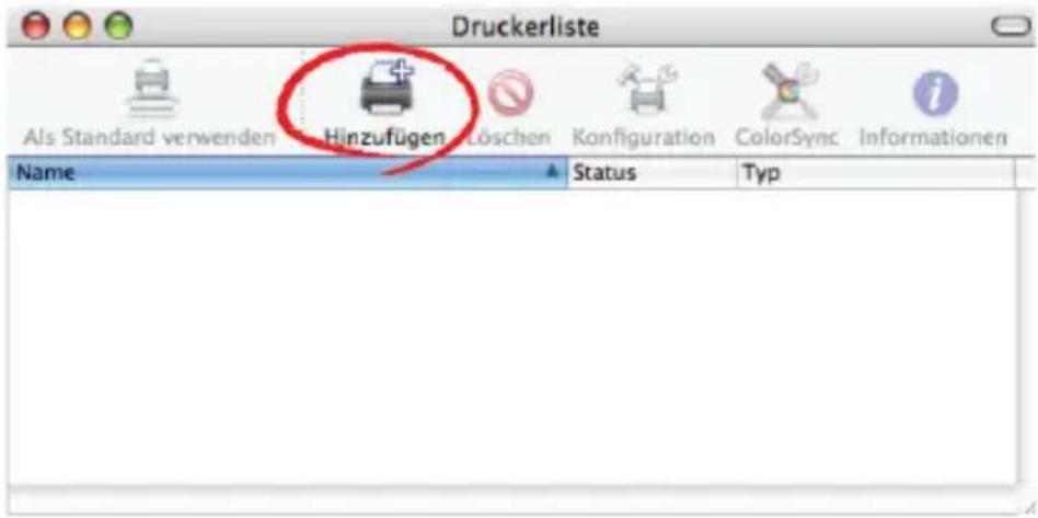 Druckerliste Als Standard verwenden Hinzufügen Löschen Konfiguration ColorSync Informationen Name Status Typ